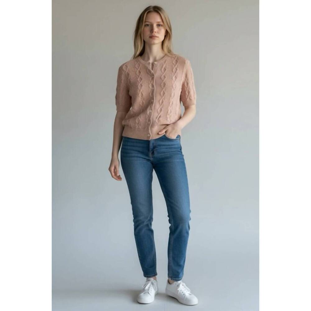 NEW DYLAN cable knit cardigan in dusty pink